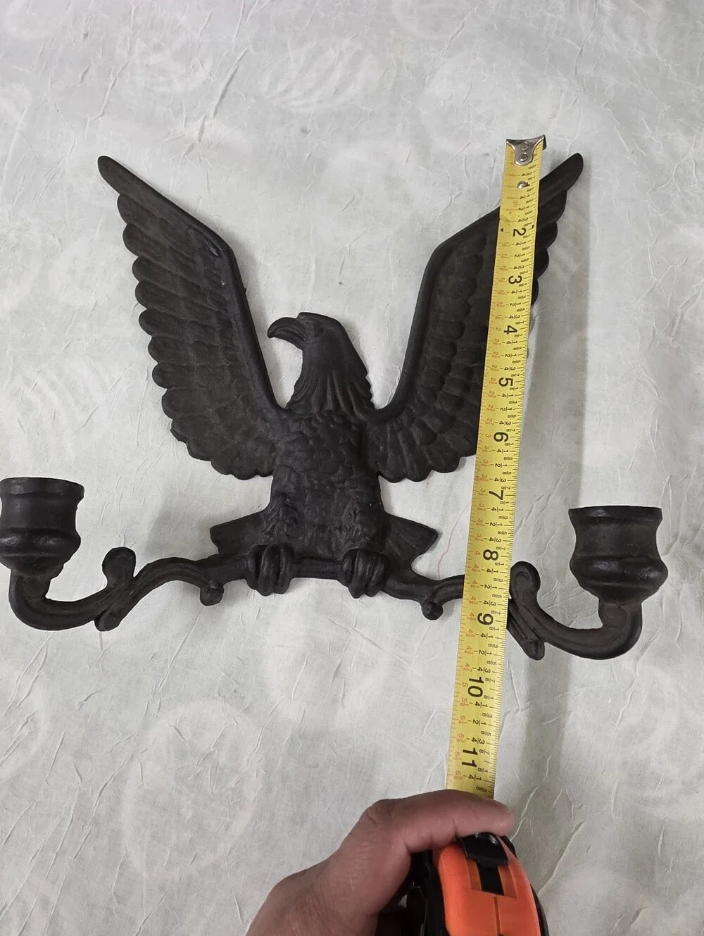 Vintage Metal Cast Iron Patriotic Eagle Candle Holder Wall Mounting.